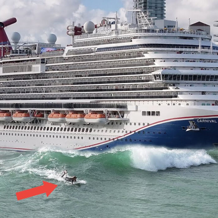 Ben Gravy Surfed a Wave Made by the World’s Biggest Cruise Ship