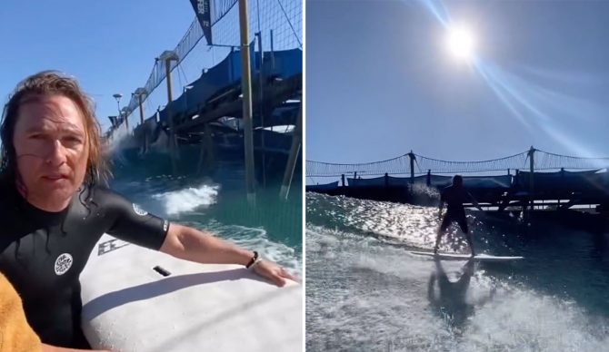 Matthew McConaughey surfing Surf Ranch