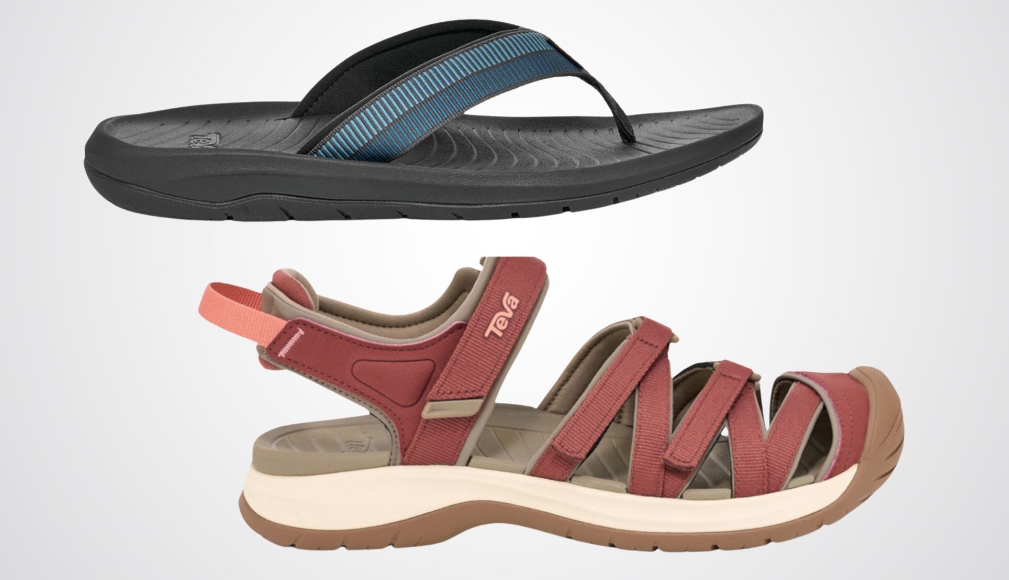 Teva Hurricane flip-flops and Tirra Sport CT sandals