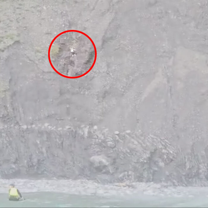Hiker on cliff