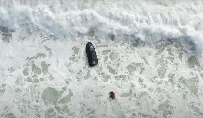 Jet ski flipped in Kirra lineup.