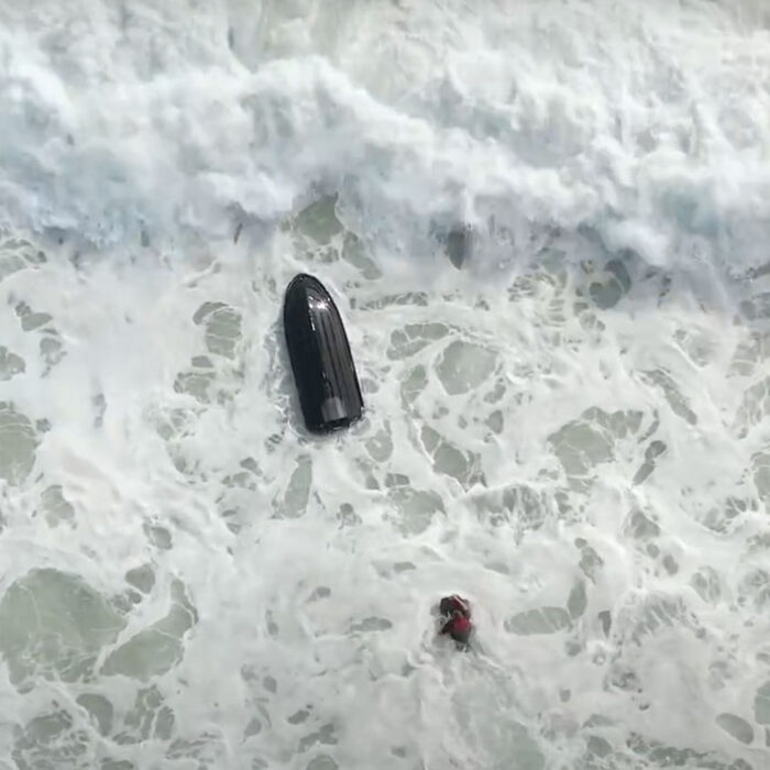 Jet ski flipped in Kirra lineup.