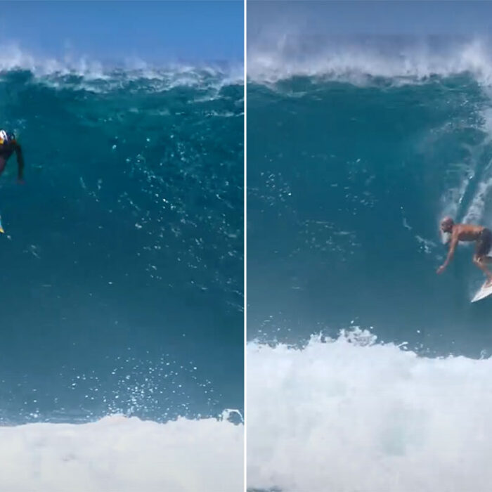 Jamie O'Brien and Kelly Slater surfing Pipeline