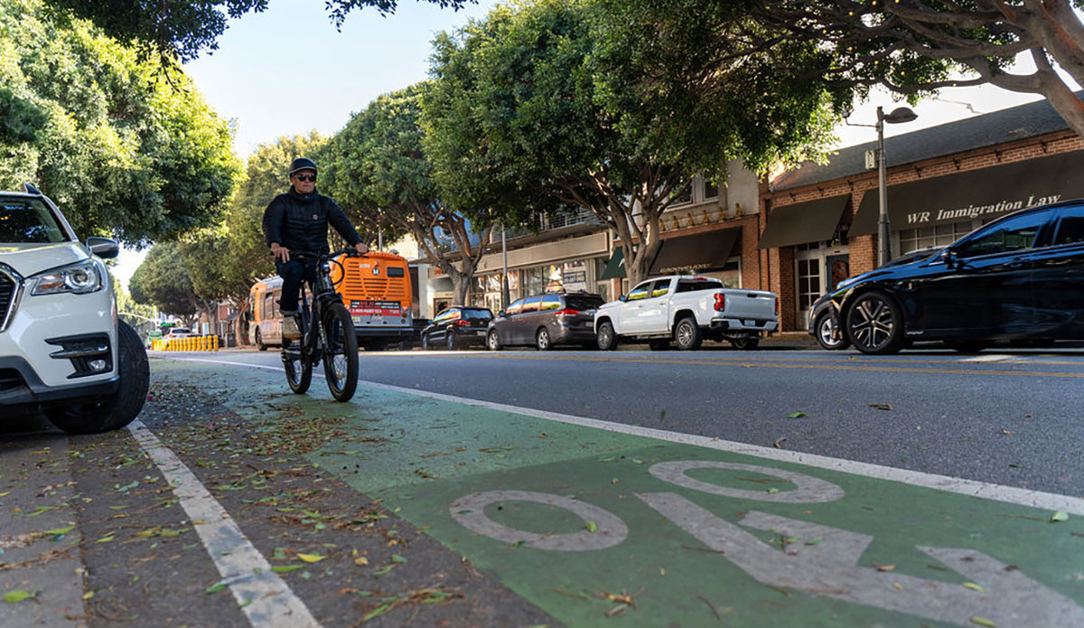rider on seway xafari in bike lane