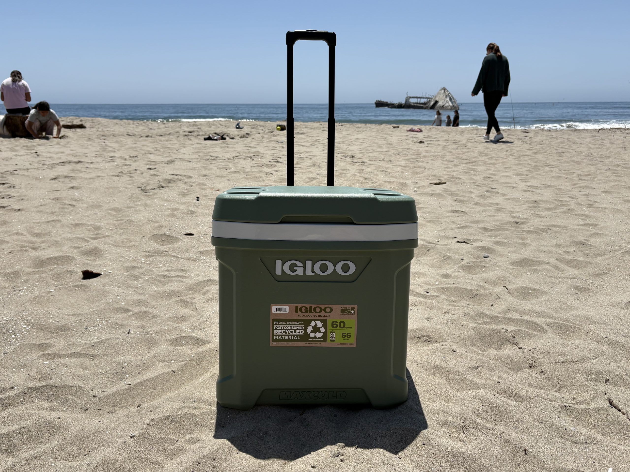 a cooler on the beach