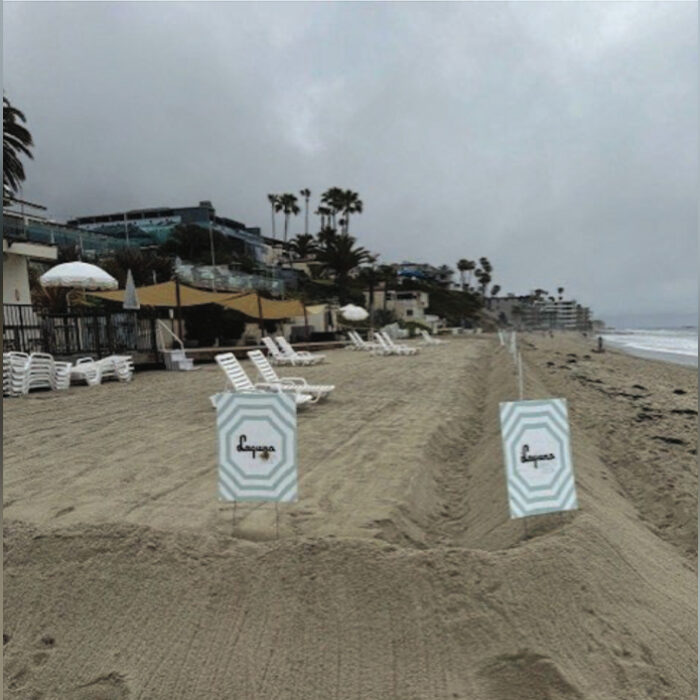 Hotel Laguna has maintained a sand berm and posted signs, in an alleged attempt to discourage public beach access. Photo California Coastal Commission