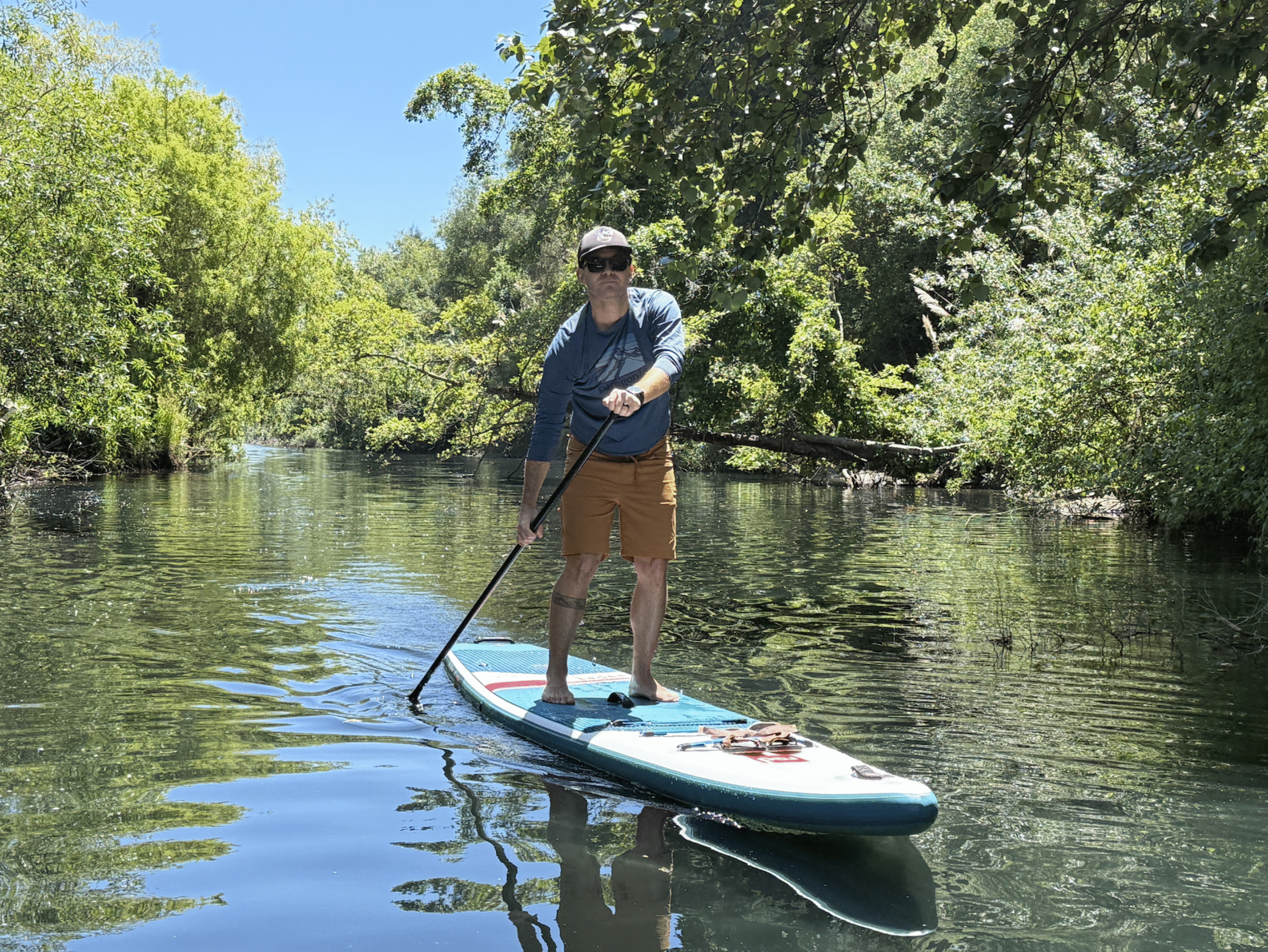a man paddling on a river