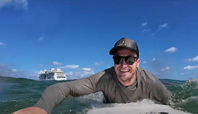 Ben Gravy, pictured with his white whale. Photo: Ben Gravy // YouTube