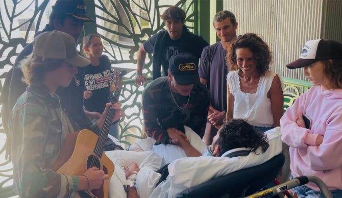 Briley surrounded by family at the hospital. Photo GoFundMe