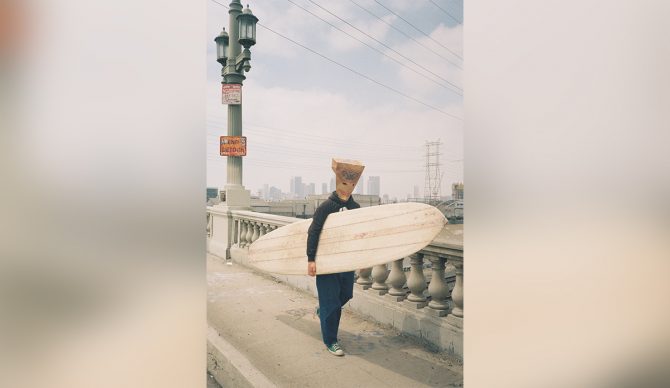 This shot of Stroud's shaper friend roaming L.A.'s arts district ultimately became the cover of his book, Candid Observations in Transcendentalism. Photo: J.D. Stroud