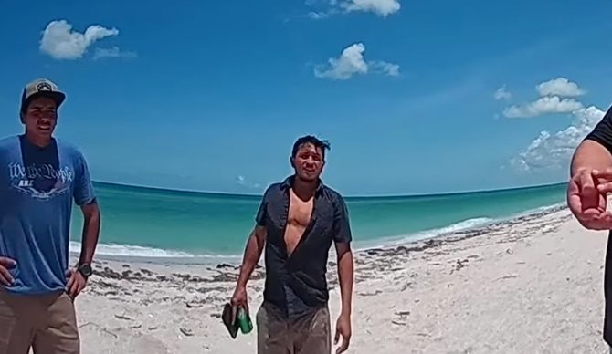 Body cam footage shows Alvarez being interviewed by authorities after helping rescue Lendel. Photo: Lee County Sheriff's Office