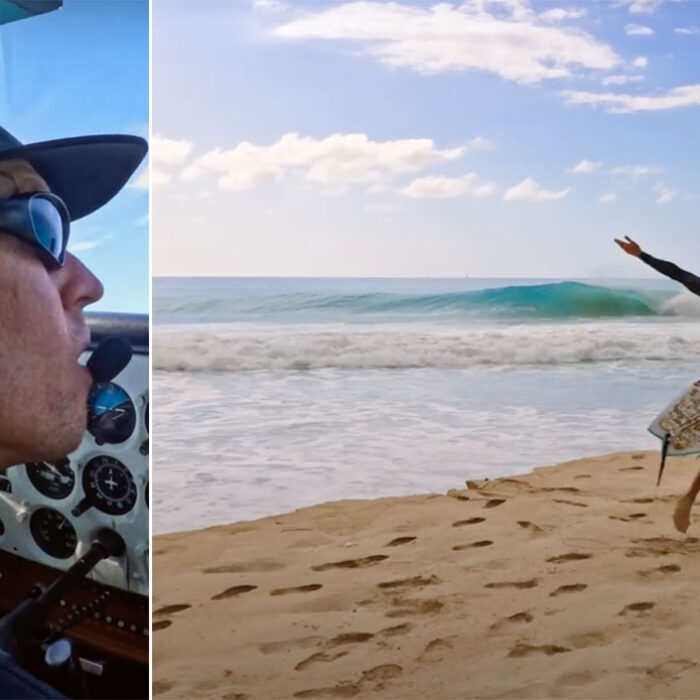 Michael Dunphy surfing and flying