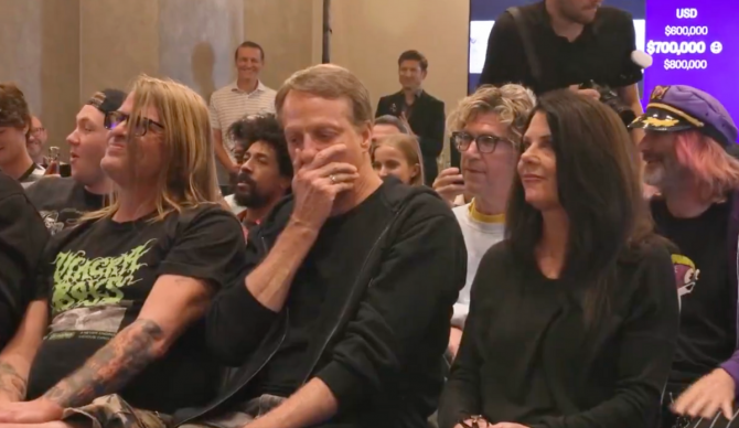 Tony Hawk after his 900 skateboard sold for $1.15 million.