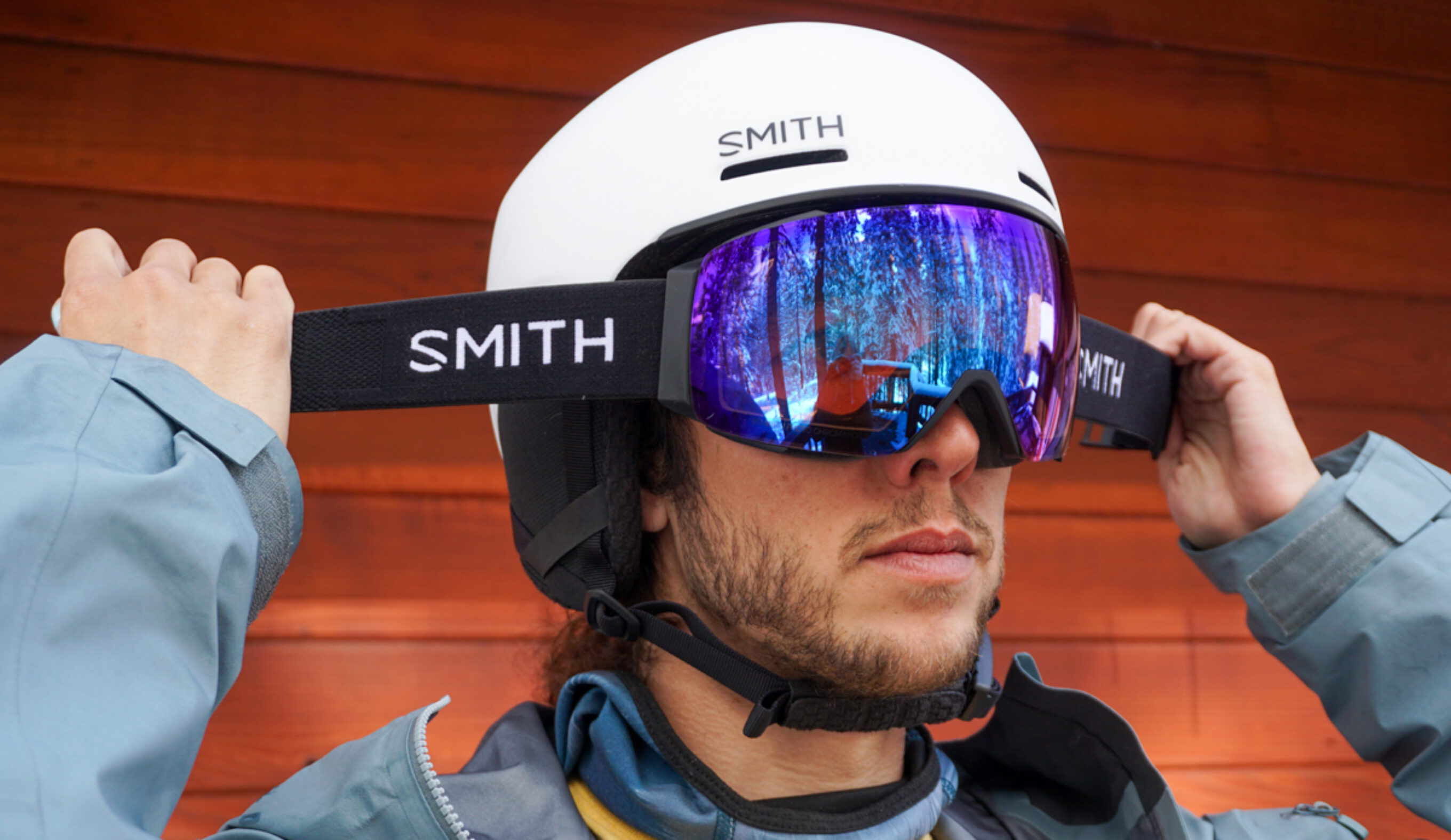 Putting on Smith Chromapop I/O Mag goggles