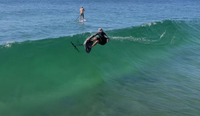 Adam Bennetts foil surfing in Australia