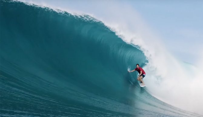 Matt Bromley surfing in a barrel
