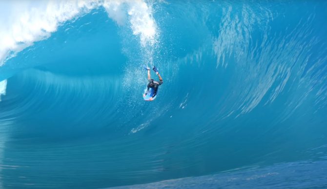 Mike Stewart bodyboarding at Teahupo'o, Tahiti