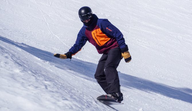 Dylan Snowboarding wearing the Giro Owen Spherical