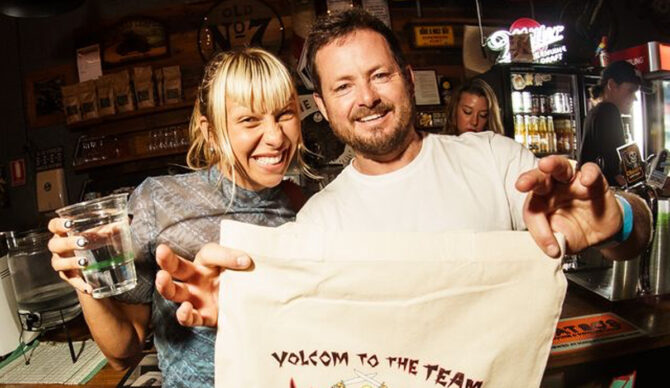 Jaleesa Vincent (left) attending an event celebrating her addition to the Volcom team. Photo: Volcom