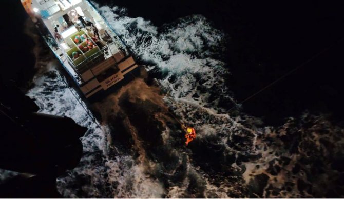 The Portuguese air force airlifted the family from a nearby fishing boat. Photo: ForçaAerea