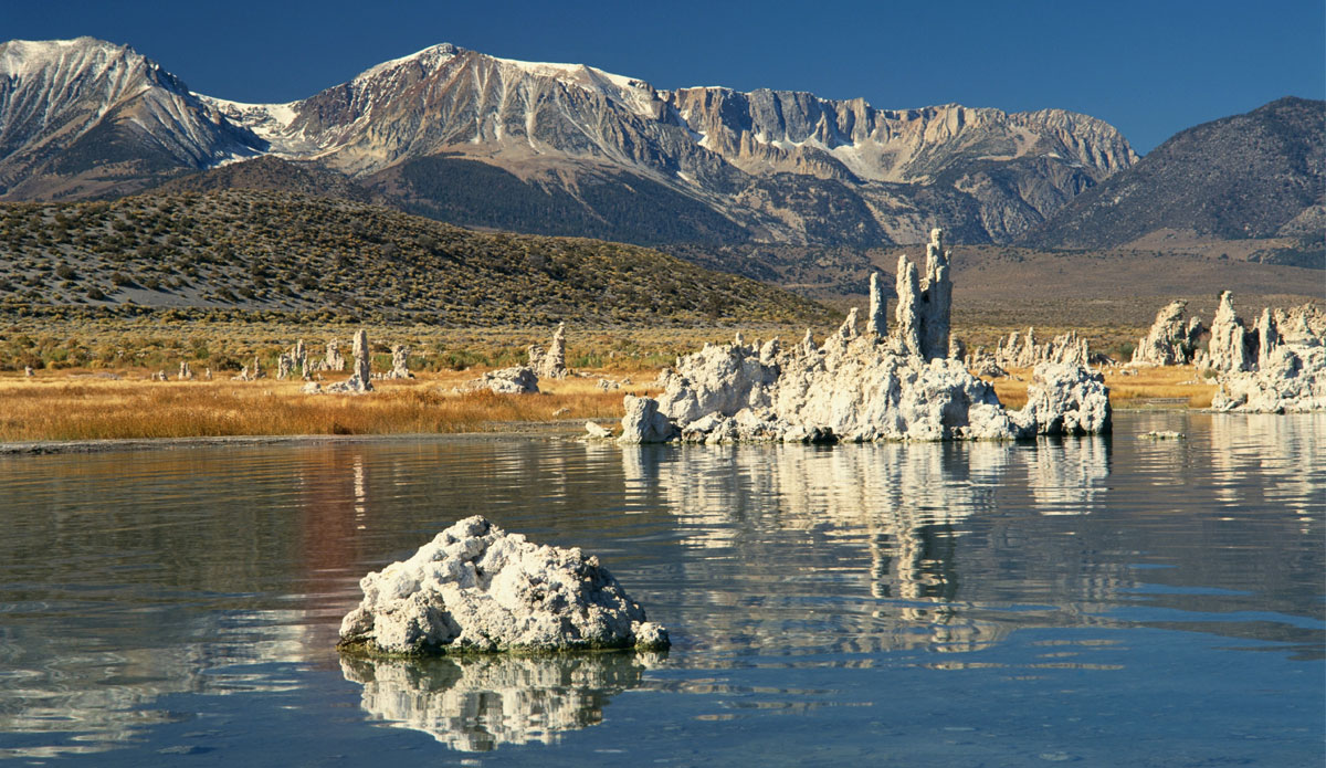 Tufas of calcium carbonate at lake in mono lake tufa state reserve
