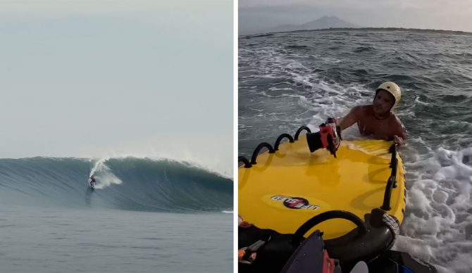 Kai Lenny surfing and saving a water photographer in El Salvador