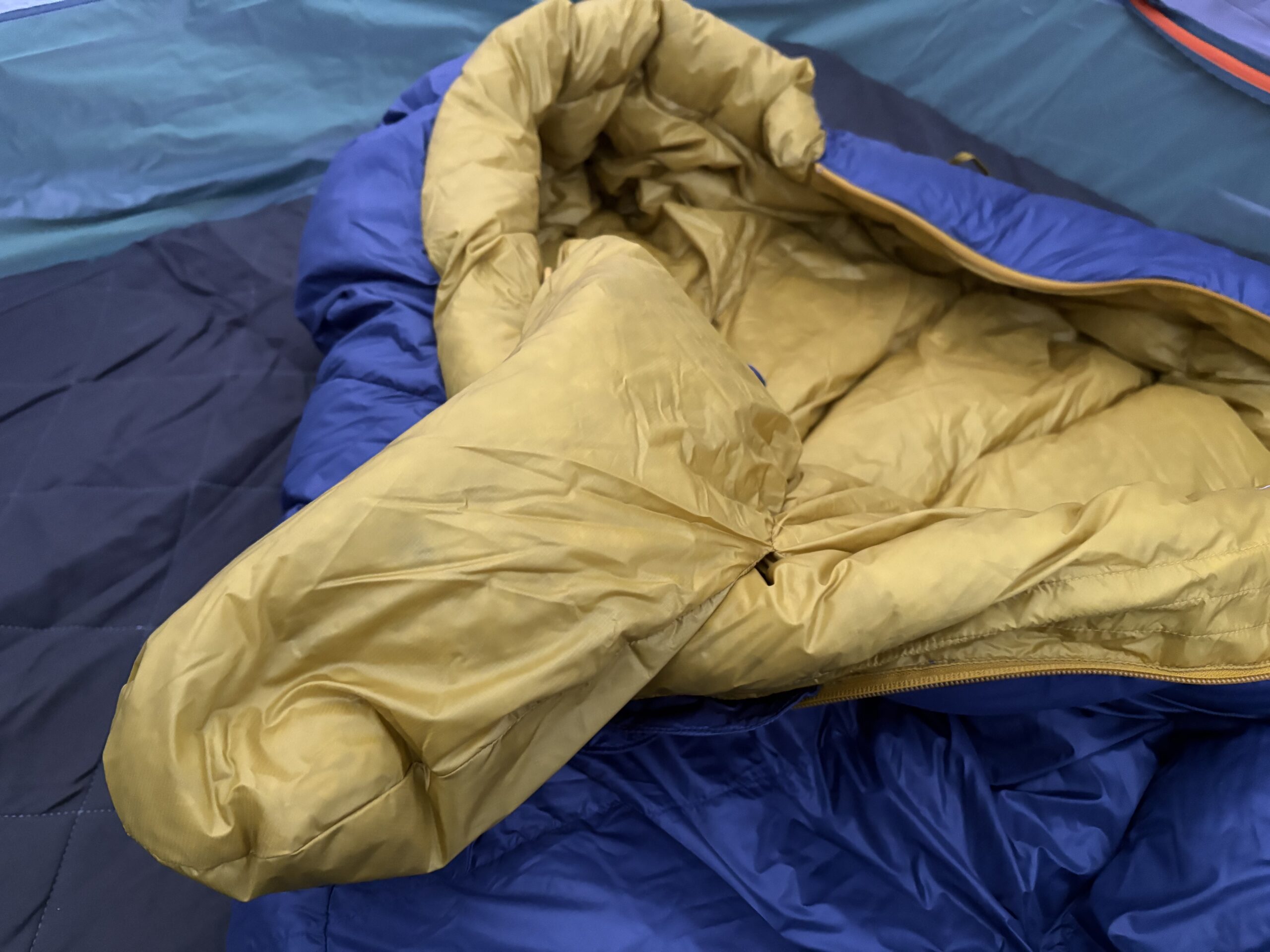 close up of collar on a sleeping bag