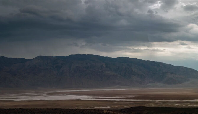 atmospheric river brings clouds and rain to Death Valley