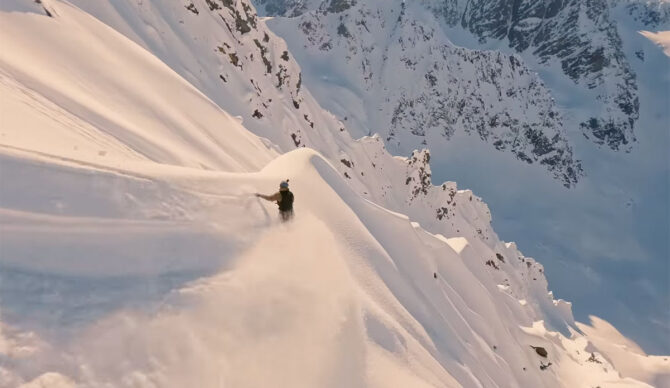 Travis Rice snowboarding in Alaska