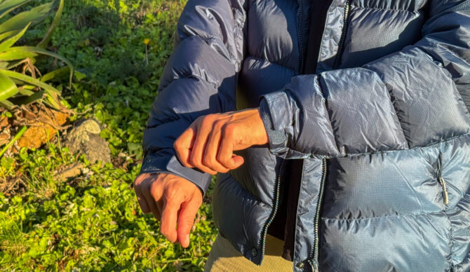 Showing cuff design on the Rab Neutrino Pro