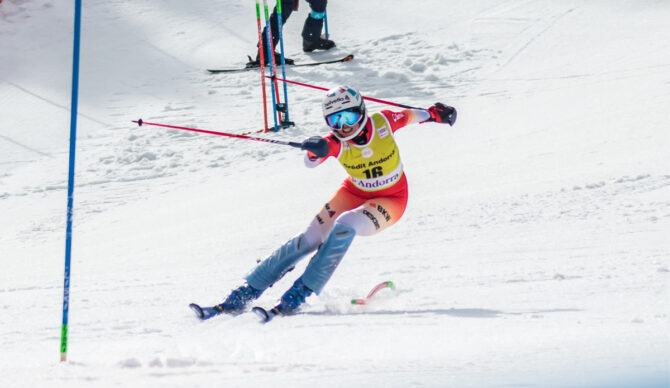Michelle Gisin at the 2023 FIS Alpine Skiing World Cup in Soldeu, Andorra. Photo: Krzysztof Golik // Wikimedia Commons