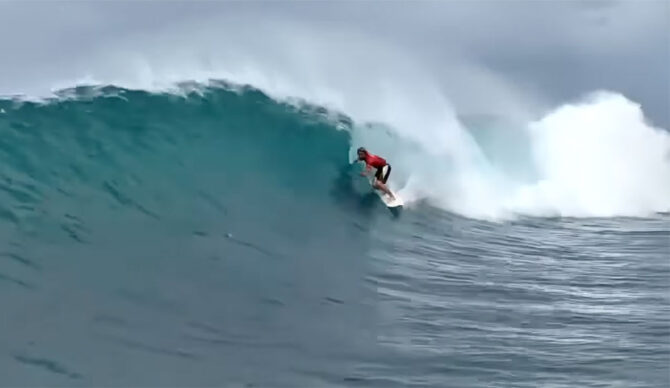 John John Florence surfing a Backdoor wave at the Florence Pipe Pro