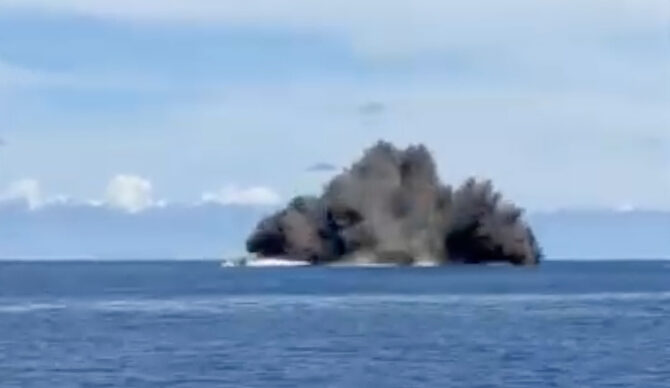 Underwater volcano erupting near the Solomon Islands
