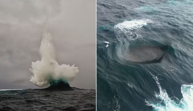 weird waves breaking over a reef in Western Australia