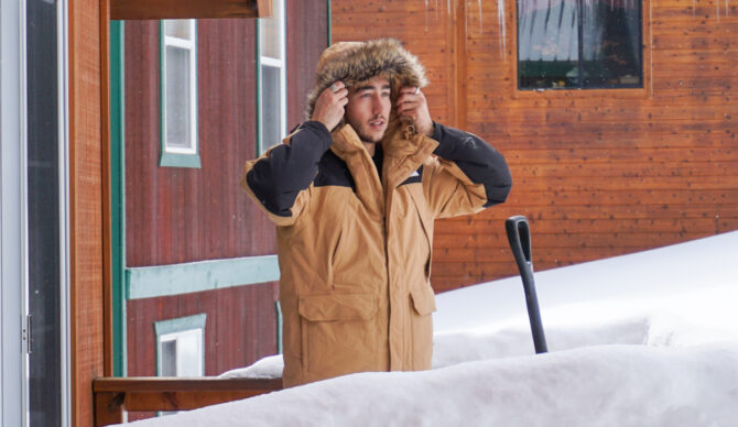 Will putting on the hood of the Mcmurdo parka on a snowy back porch
