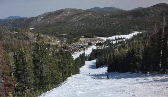 View of Eldora Mountain Ski Resort Base Area from the top of the International trail. Photo: KamenG // Wikimedia Commons