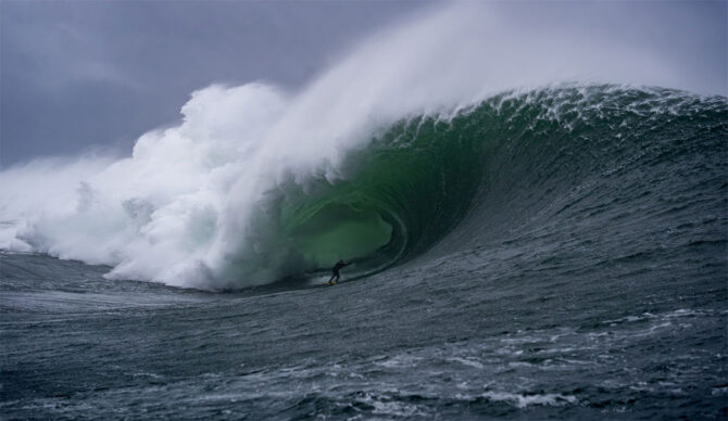 Nic von Rupp surfing big wave at Mullaghmore in Ireland