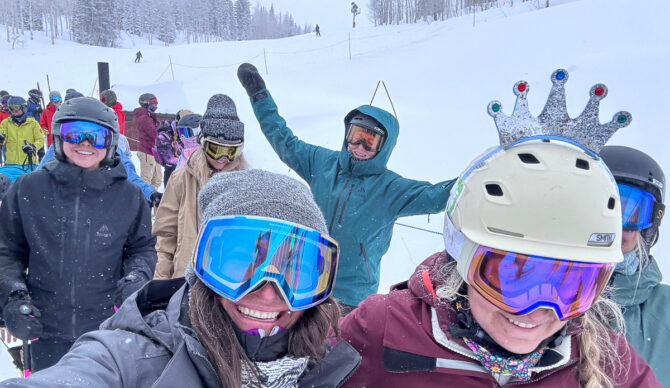 a group of women's snowboarders