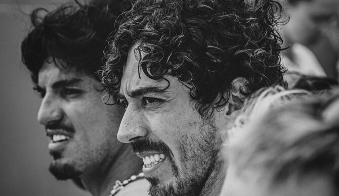 Gabriel Medina and Yago Dora compete at the 2024 ISA World Surfing Games in Puerto Rico.