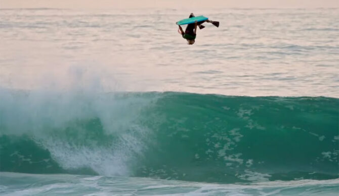 Dave Hubbard doing an air bodyboarding
