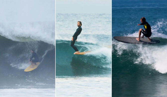 Ian Gottron surfing three different kinds of surfboards