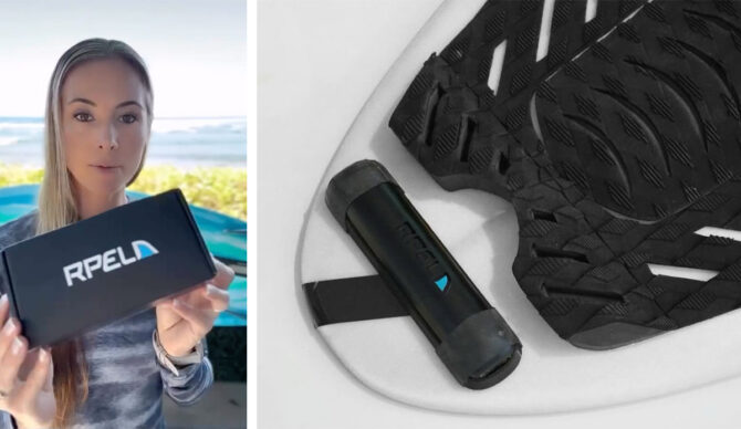 Ocean Ramsey the Shark Whisperer with a shark deterrent device