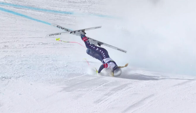 Lindsey Vonn crashing at Olympics