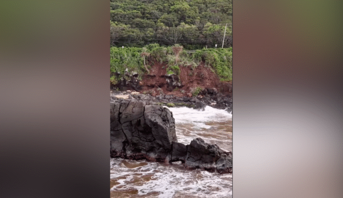 Landslide at Waimea Bay