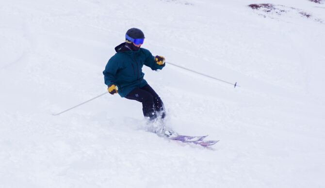 Amy Skiing in Trew Gear and Black Diamond