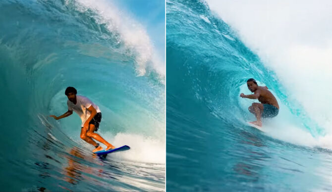 Mikey February and Alex Knost surfing