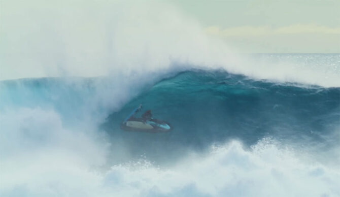 Cloudbreak with a jet ski in the lip