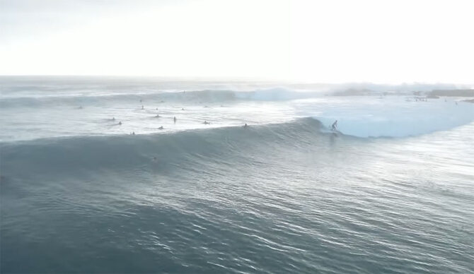 Snapper Rocks filmed by a drone