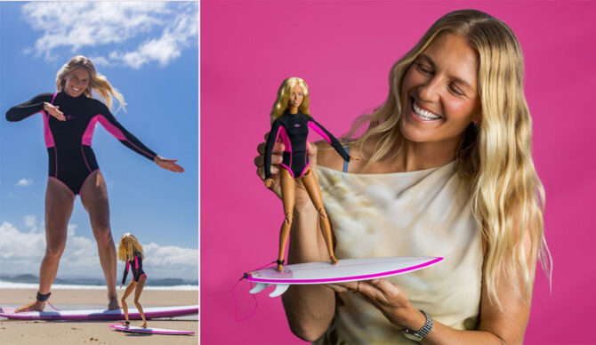 Stephanie Gilmore with Barbie doll