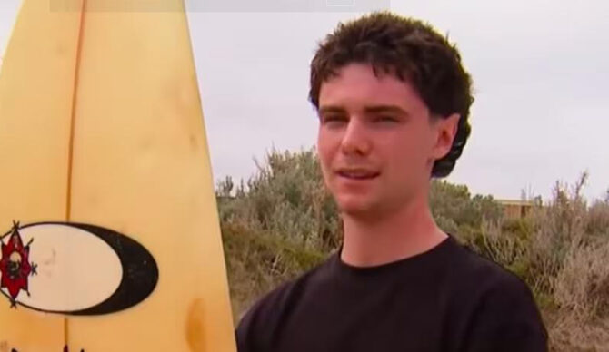 Oliver Tokic-Bensley came about about as unscathed as you can, after being bitten by a shark. Photo: 9 News